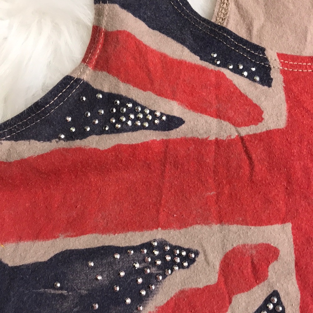 Delia’s Sz M London Union Jack fringe tank tan - Picture 4 of 7